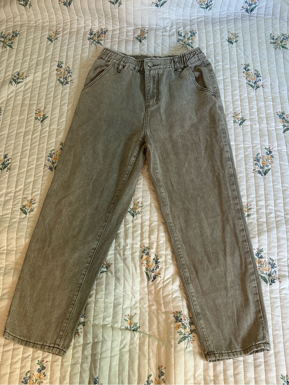 SHEIN light Olive Green Elastic Waist High-Rise Jeans